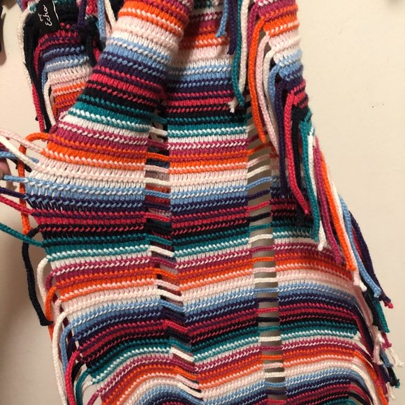 Multi-colored Striped Infinity Scarf with Tassels - Echo - Picture 4 of 5